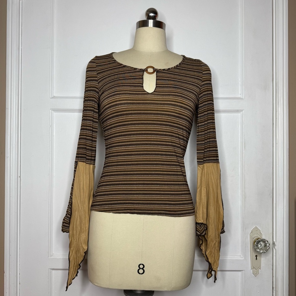 Striped Brown and Tan Women's Blouse